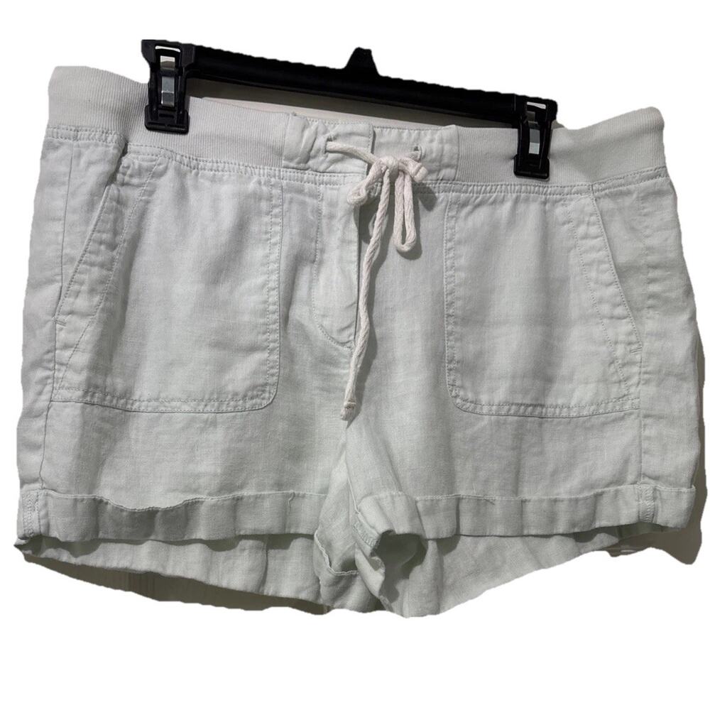 Lou & Grey Linen Shorts Mint Green Drawstring Elastic Waist Size L/XL? Cuffed